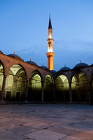 Courtyard and a minaret of Sultan Ahmed mosque (informally known as 'The Blue Mosque')