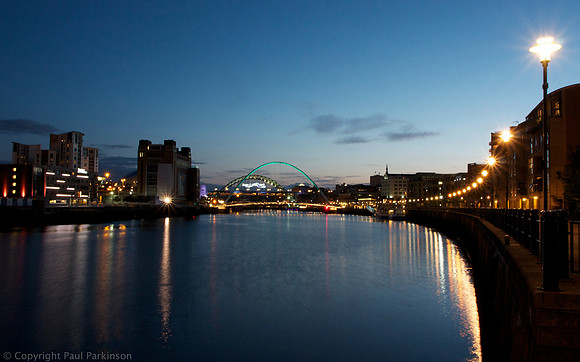 Gateshead Millenium Bridge and River Tyne at dusk