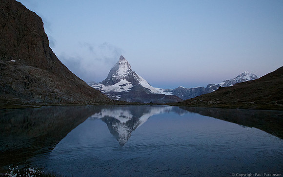 Matterhorn (4,478m) before sunrise from Riffelsee (2,757m)