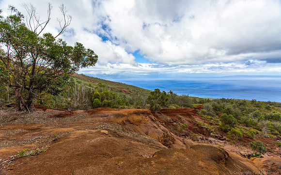 View from Naha Trail, Lanai towards Maui