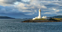 Eilean Musdile Lighthouse on island of Lismore in early evening light