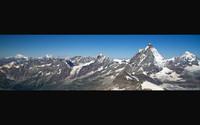 Alpine Panorama: Mont Blanc (4,810m), Grand Combin (4,314m), Dent d'Herens (4171m), Matterhorn (4,478m) and Dent Blanche (4357m)