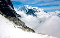 Mont Blanc (4,810m) and Aiguille Du Midi (3,842m) from Les Grand Montets (3,275m)